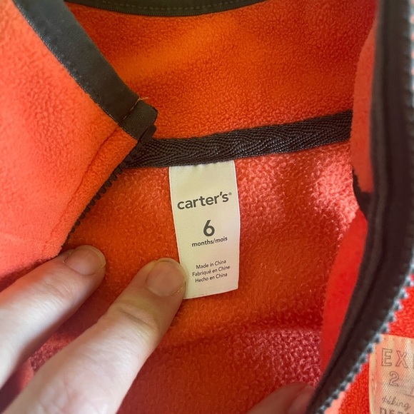Carter's Orange Fleece zip up Vest boys 6 months - Picture 4 of 6